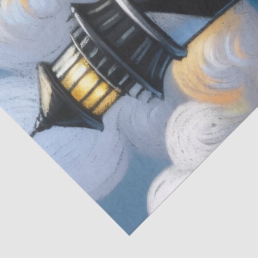 Vuurtoren Zonnebloemen Nautische Decoupage Tissuepapier (Detail)