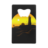 Vuurtoren zonsondergang creditkaart flessenopener (Voorkant)