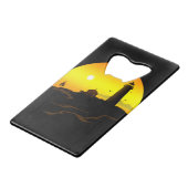 Vuurtoren zonsondergang creditkaart flessenopener (Voorkant Gekanteld)