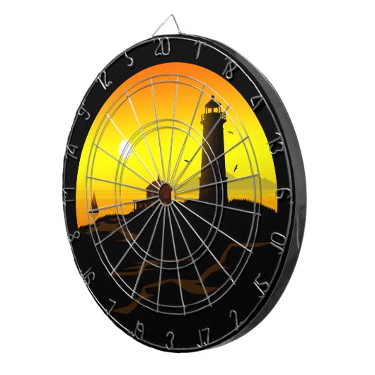Vuurtoren zonsondergang dartbord (Voorkant Rechts)
