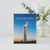 Vuurtoren zonsondergang onder Starry Blue Twilight Briefkaart (Staand voorkant)