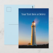 Vuurtoren zonsondergang onder Starry Blue Twilight Briefkaart (Voorkant / Achterkant)