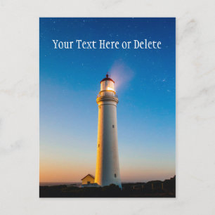 Vuurtoren zonsondergang onder Starry Blue Twilight Briefkaart