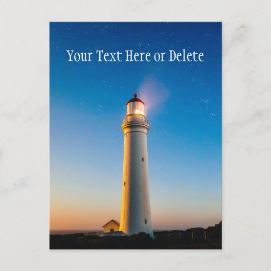 Vuurtoren zonsondergang onder Starry Blue Twilight Briefkaart (Voorkant)