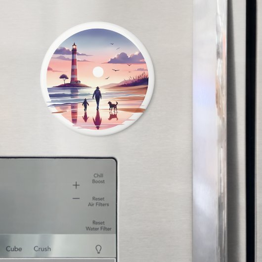 Vuurtoren Zonsondergang Wandeling Kust Scène Magneet (Insitu (Koelkast))