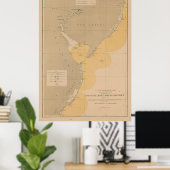  vuurtorenkaart van NJ, MD en Delaware Poster (Thuiskantoor)