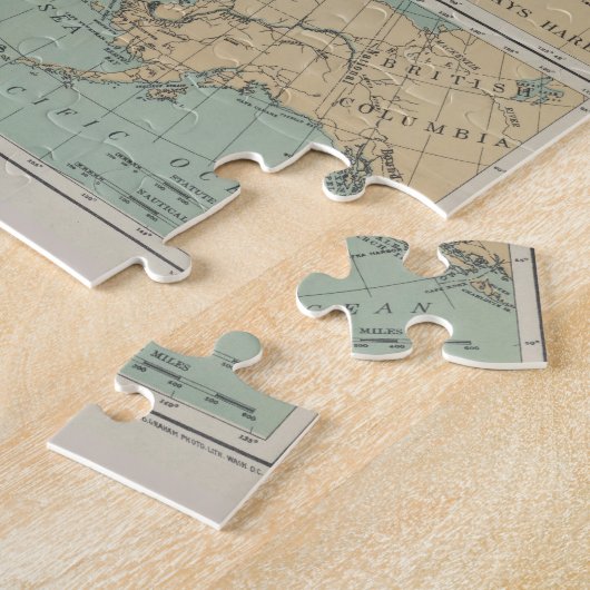  vuurtorenkaart Washington & Oregon (1898) Legpuzzel (Zijkant)