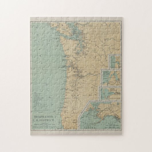  vuurtorenkaart Washington & Oregon (1898) Legpuzzel (Verticaal)