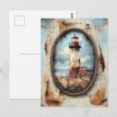 Vuurtorenkunst met Rope Border Briefkaart (Voorkant / Achterkant)