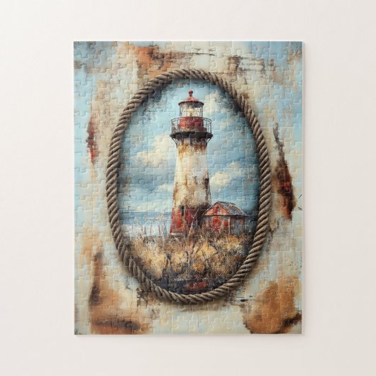 Vuurtorenkunst met Rope Border Legpuzzel (Verticaal)