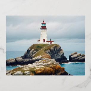 Vuurtorenlandschap Kust Oceaan Kalm landschap Folie Feestdagen Briefkaart