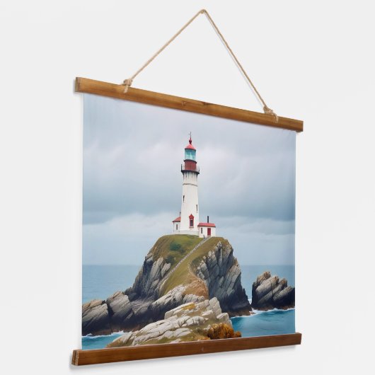 Vuurtorenlandschap Kust Oceaan Kalm landschap Hangend Wandkleed (Gebogen)