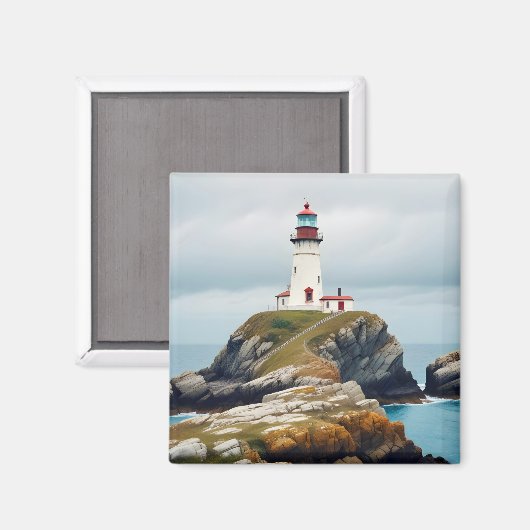 Vuurtorenlandschap Kust Oceaan Kalm landschap Magneet (Voorkant / Achterkant)