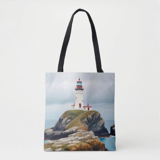 Vuurtorenlandschap Kust Oceaan Kalm landschap Tote Bag (Voorkant)
