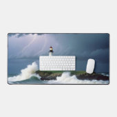 Vuurtorenlandschap Kust Ocean Waves Night Zee Bureaumat (Keyboard & Muis)