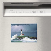 Vuurtorenlandschap Kust Ocean Waves Night Zee Magneet (Insitu (Vaatwasser))