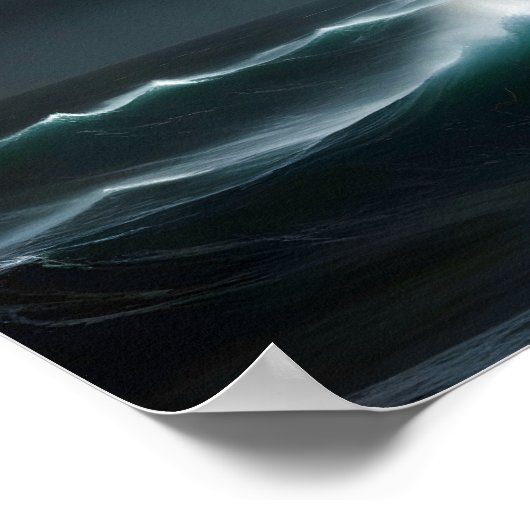 Vuurtorenlandschap Kust Ocean Waves Night Zee Poster (Hoek)