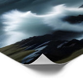 Vuurtorenlandschap Kust Ocean Waves Night Zee Poster (Hoek)