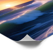Vuurtorenlandschap Kustgolf Zonsondergang Poster (Hoek)