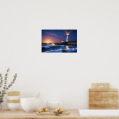 Vuurtorenlandschap Kustgolf Zonsondergang Poster (Keuken)