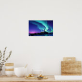 Vuurtorenlandschap Kustoceaan Aurora Night Poster (Keuken)