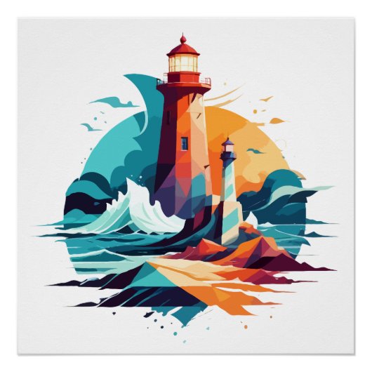 Vuurtorenlandschap Rustige Natuur Buiten Perfect Poster (Voorkant)