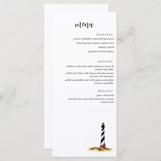 Vuurtorenmenu Menu (Voorkant / Achterkant)