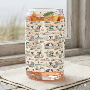 Vuurtorenpatroon voor kusthuisjes blikvorm glas