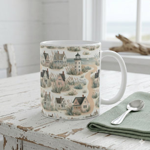 Vuurtorenpatroon voor kusthuisjes koffiemok