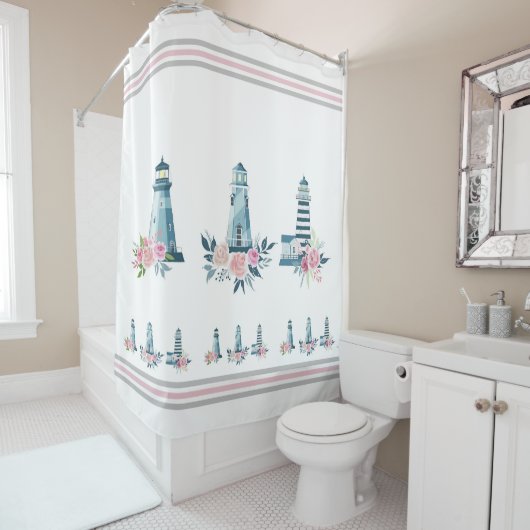 Vuurtorens en Rozen Douchegordijn (In situ)