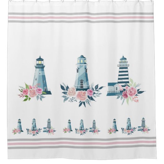 Vuurtorens en Rozen Douchegordijn (Voorkant)