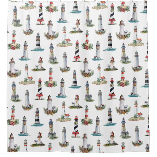 Vuurtorens Nautische Kustkerst Douchegordijn (Voorkant)