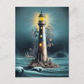 Vuurtorens Nighttime Glow Briefkaart (Voorkant)