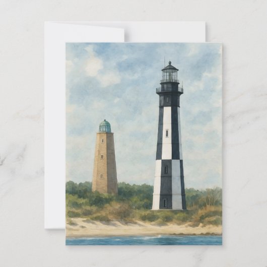 Vuurtorens van Cape Henry Notitiekaartje (Voorkant)