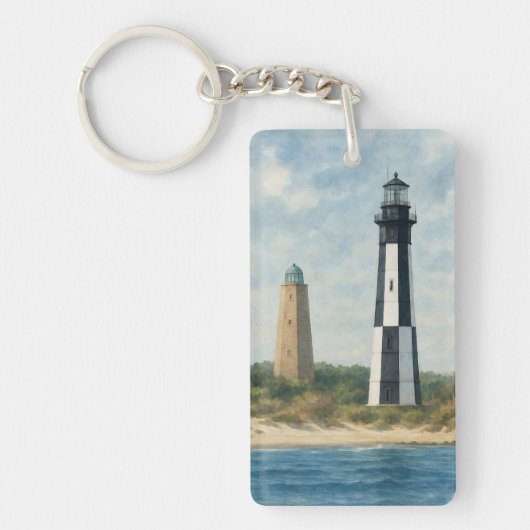 Vuurtorens van Cape Henry Sleutelhanger (Voorkant)