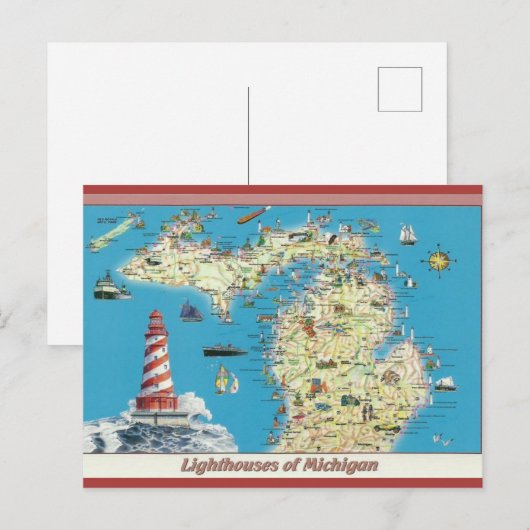 vuurtorens van Michigan Briefkaart (Voorkant / Achterkant)