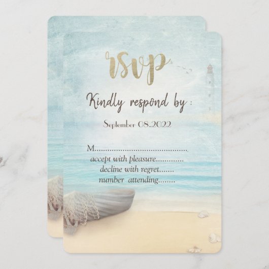 Vuurtorenstrandboot RSVP Kaart (Voorkant / Achterkant)