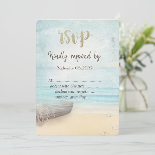 Vuurtorenstrandboot RSVP  Kaart (Staand voorkant)