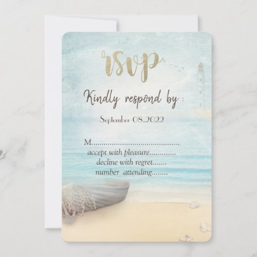 Vuurtorenstrandboot RSVP Kaart (Voorkant)