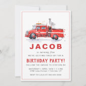 Vuurtruck en Dalmatiaans | Brandweerkinderen Birth Kaart (Voorkant)