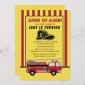 Vuurtruck Rode Gele Stripes Kinderdag Kaart (Voorkant / Achterkant)