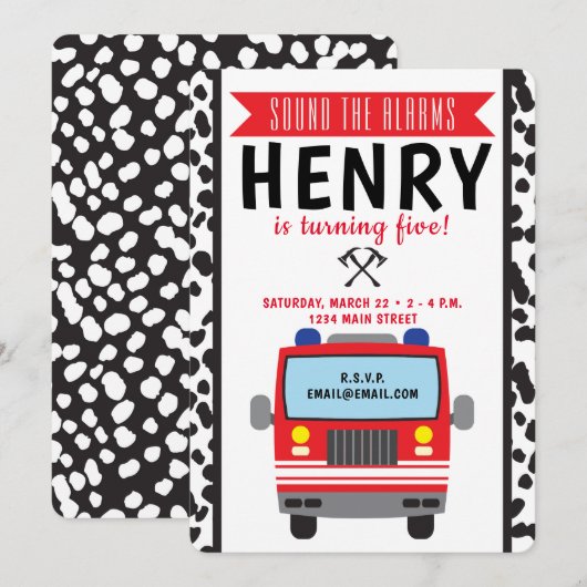 Vuurtruck uitnodiging (Voorkant / Achterkant)