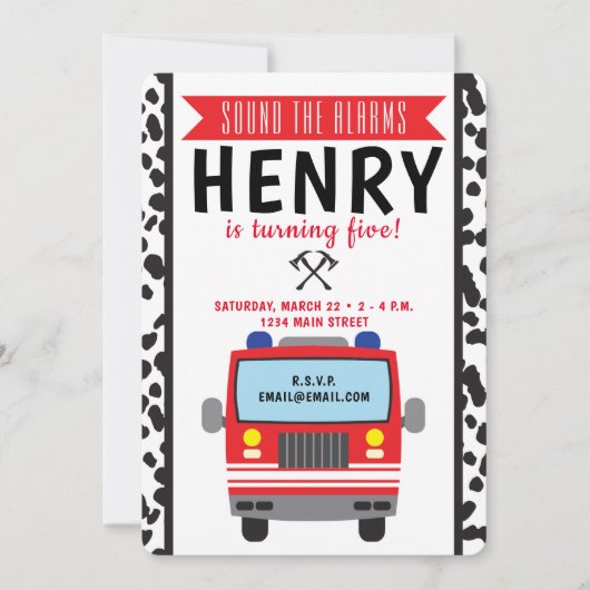 Vuurtruck uitnodiging (Voorkant)