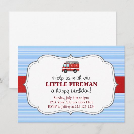 Vuurtruck uitnodiging (Voorkant / Achterkant)