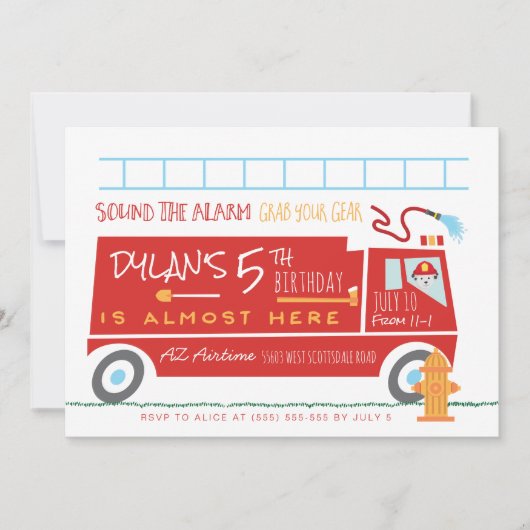 Vuurtruck uitnodiging (Voorkant)