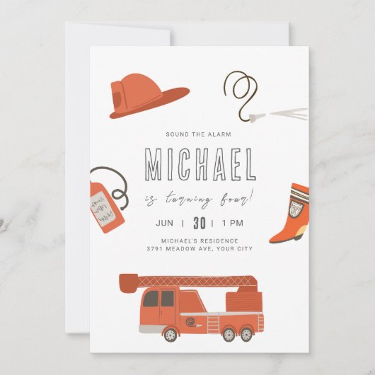 Vuurtruck uitnodiging (Voorkant)