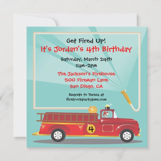 Vuurtruck uitnodiging (Voorkant)