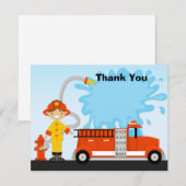 Vuurtruck verjaardag feest bedankt kaart (Voorkant / Achterkant)