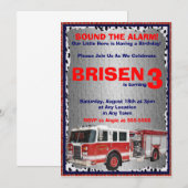 Vuurtruckuitnodiging Kaart (Voorkant / Achterkant)