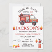 Vuurtruckverjaardagsuitnodiging Vuurman Kaart (Voorkant)